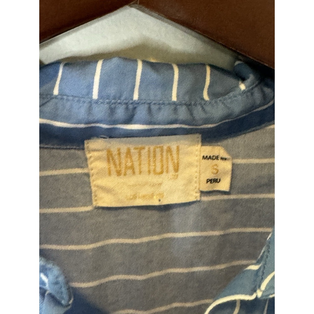 Nation LTD Button Down Shirt Dress S Pima Cotton Cover Up Coastal Resort Wear - Picture 8 of 12